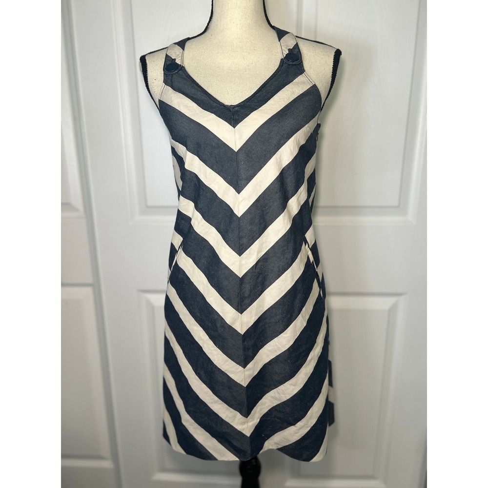 Postmark Anthropologie‎ Halter Chevron Endpoint Linen Blend A-line Dress Size 00